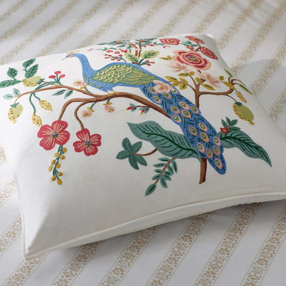 Peacock Embroidered Decorative Square Pillow Cover