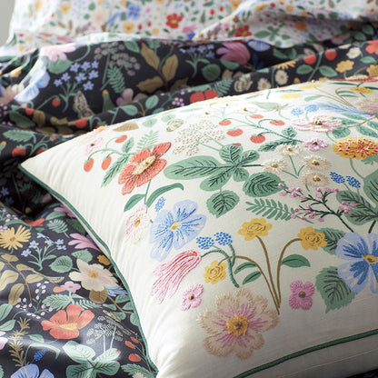 Strawberry Fields Embroidered Decorative Square Pillow Cover