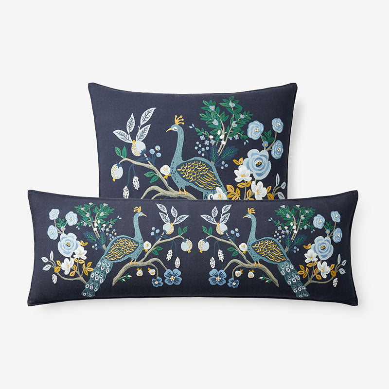 Peacock Embroidered Decorative Square Pillow Cover