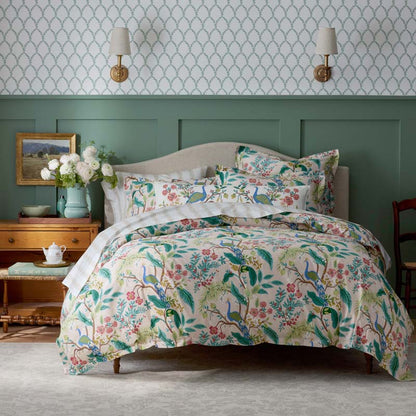 Peacock Embroidered Decorative Lumbar Pillow Cover