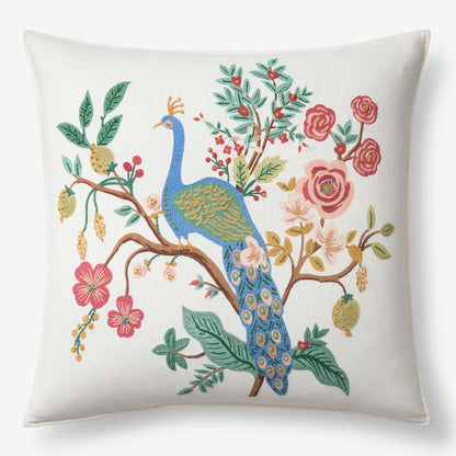 Peacock Embroidered Decorative Square Pillow Cover