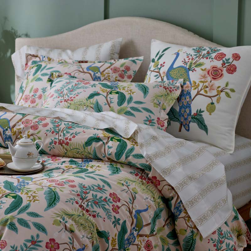 Peacock Embroidered Decorative Square Pillow Cover