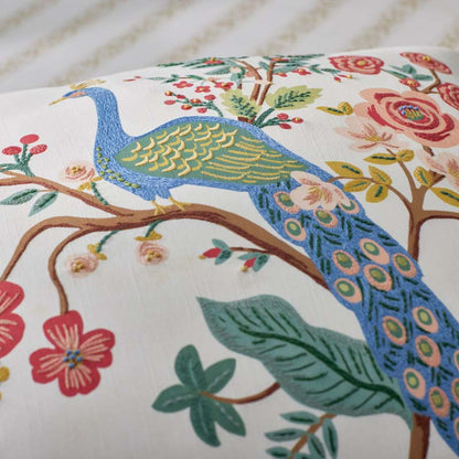 Peacock Embroidered Decorative Square Pillow Cover