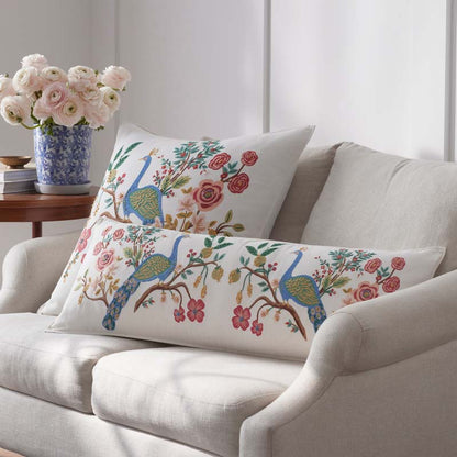 Peacock Embroidered Decorative Square Pillow Cover