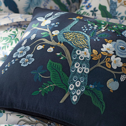 Peacock Embroidered Decorative Square Pillow Cover
