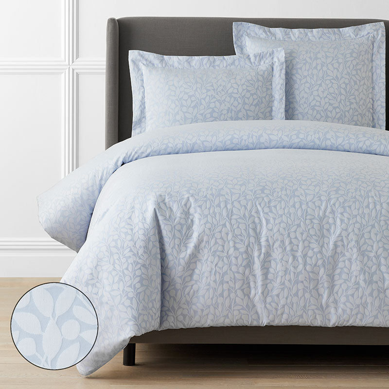 Jacquard Leaf Yarn-Dyed Premium Smooth Supima® Cotton Wrinkle-Free Sateen Duvet Cover