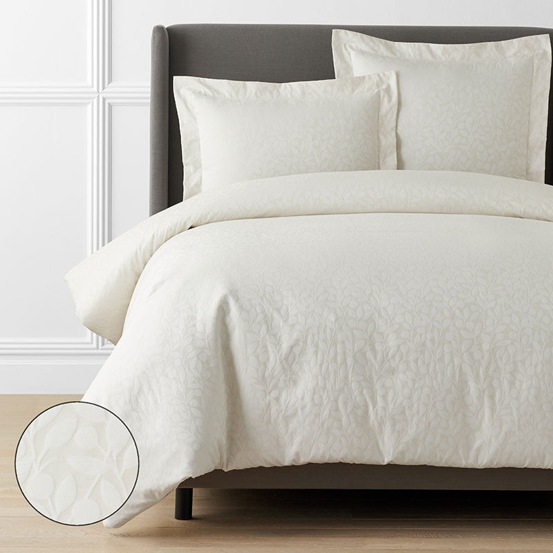 Jacquard Leaf Yarn-Dyed Premium Smooth Supima® Cotton Wrinkle-Free Sateen Duvet Cover