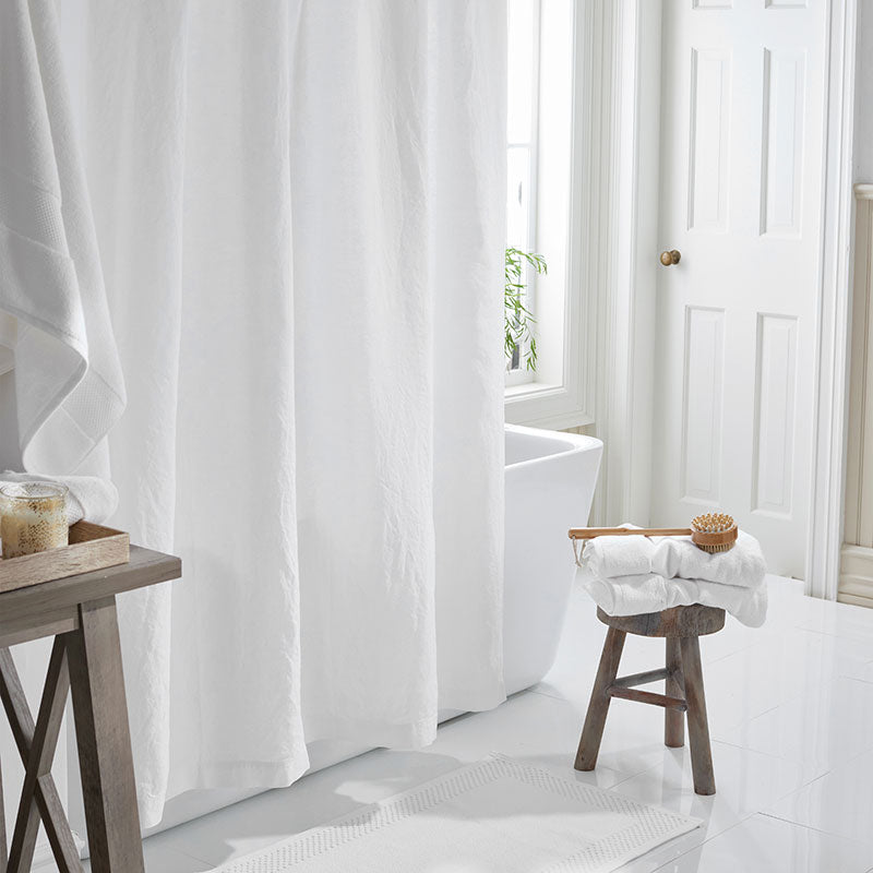 Premium Breathable Washed Linen Solid Shower Curtain