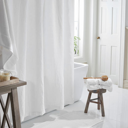 Premium Breathable Washed Linen Solid Shower Curtain