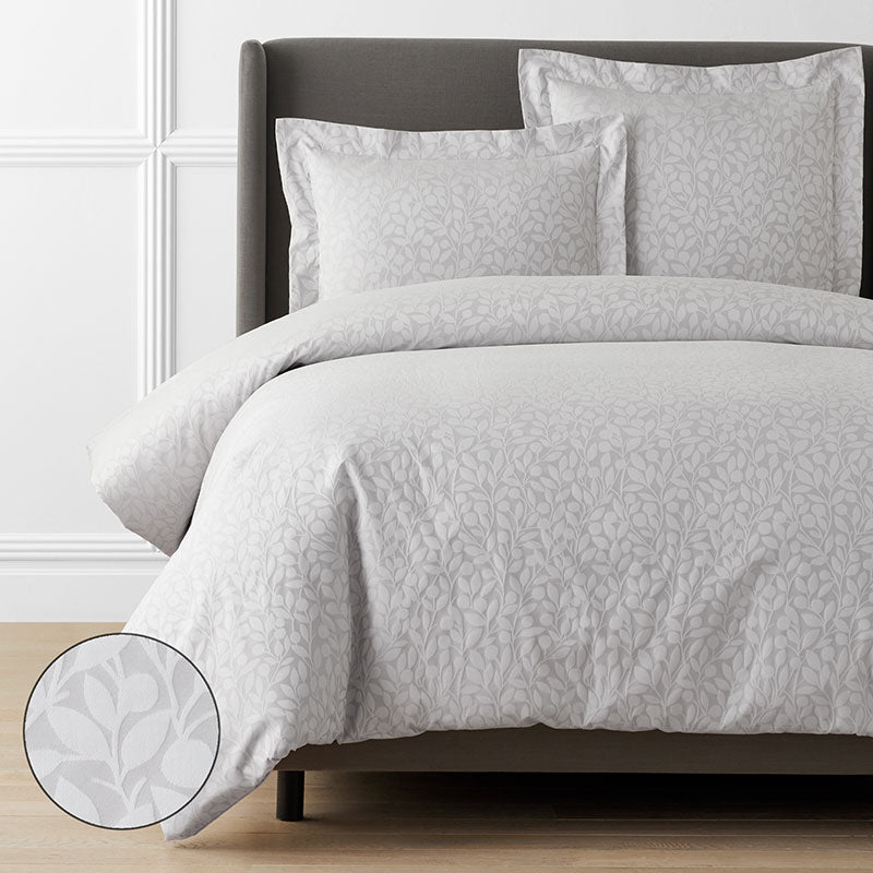 Jacquard Leaf Yarn-Dyed Premium Smooth Supima® Cotton Wrinkle-Free Sateen Duvet Cover