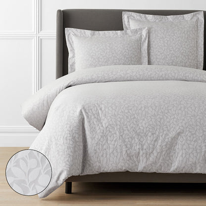 Jacquard Leaf Yarn-Dyed Premium Smooth Supima® Cotton Wrinkle-Free Sateen Duvet Cover