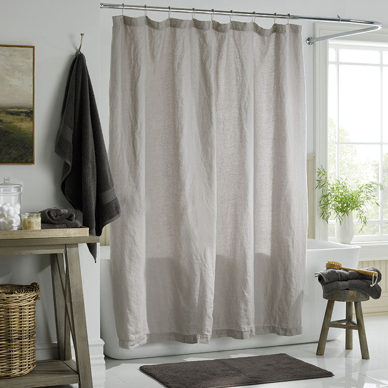 Premium Breathable Washed Linen Solid Shower Curtain