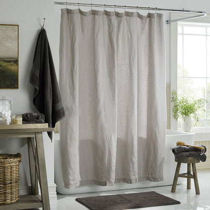 Premium Breathable Washed Linen Solid Shower Curtain
