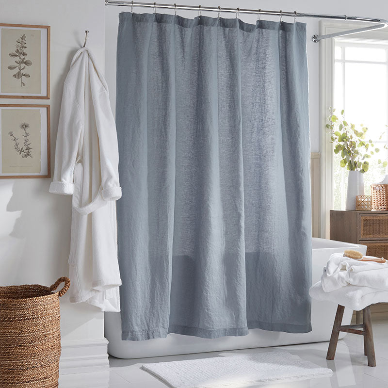 Premium Breathable Washed Linen Solid Shower Curtain