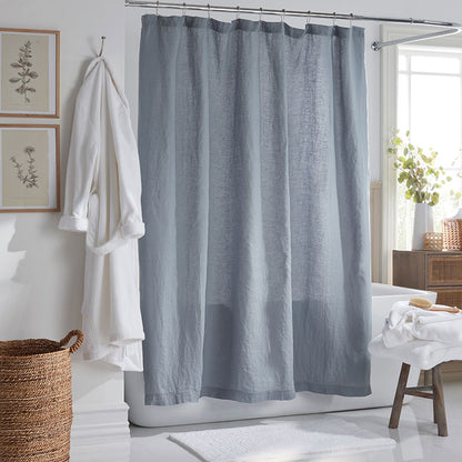 Premium Breathable Washed Linen Solid Shower Curtain