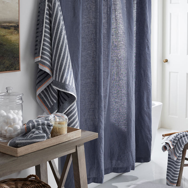 Premium Breathable Washed Linen Solid Shower Curtain