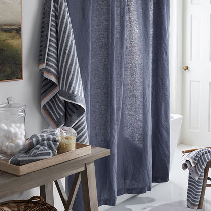 Premium Breathable Washed Linen Solid Shower Curtain