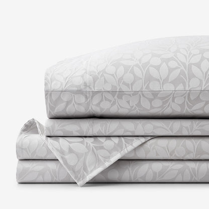 Jacquard Leaf Yarn-Dyed Premium Smooth Supima® Cotton Wrinkle-Free Sateen Bed Sheet Set