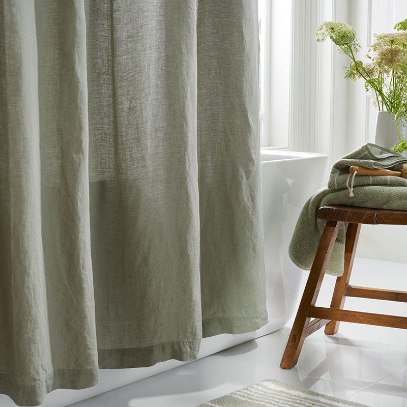 Premium Breathable Washed Linen Solid Shower Curtain