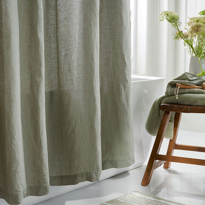 Premium Breathable Washed Linen Solid Shower Curtain