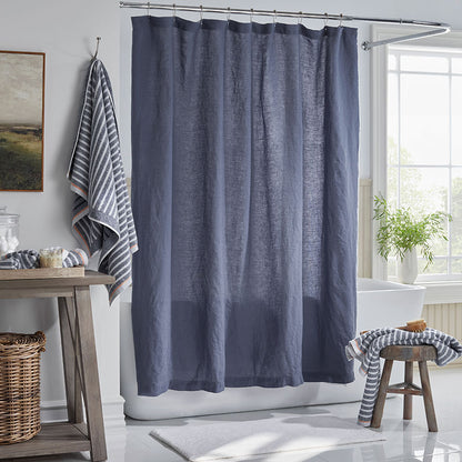 Premium Breathable Washed Linen Solid Shower Curtain