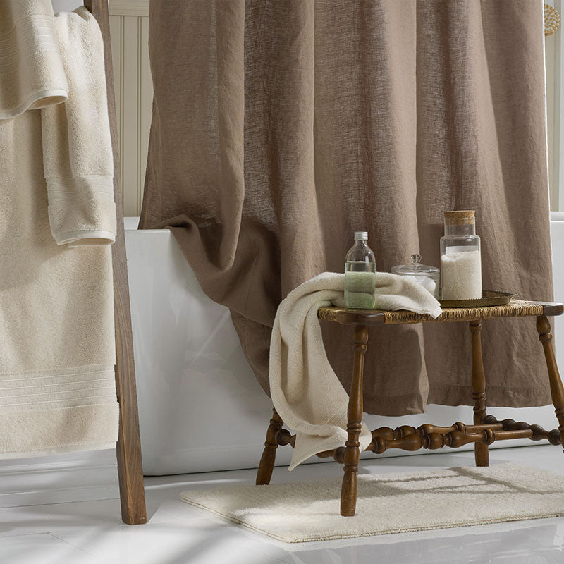 Premium Breathable Washed Linen Solid Shower Curtain