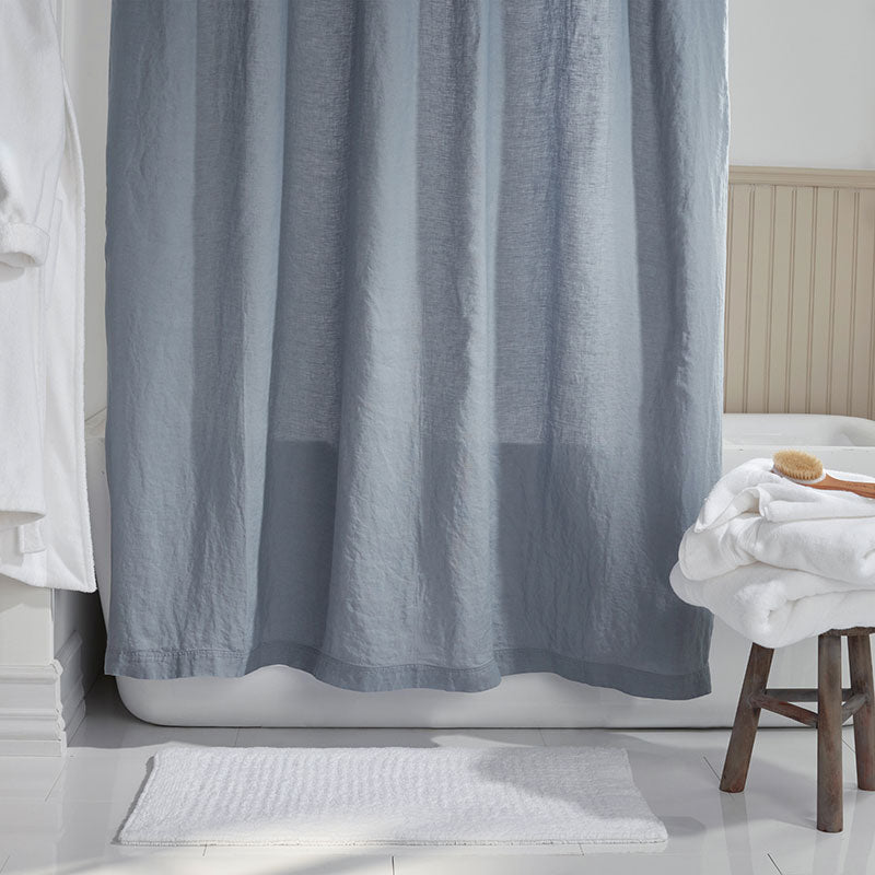 Premium Breathable Washed Linen Solid Shower Curtain