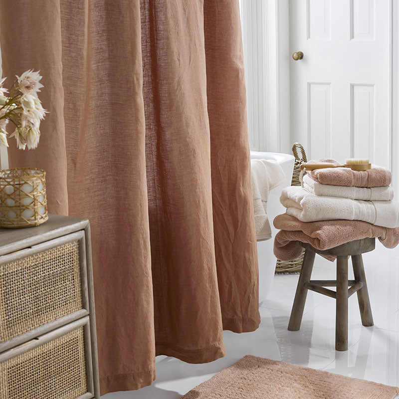 Premium Breathable Washed Linen Solid Shower Curtain
