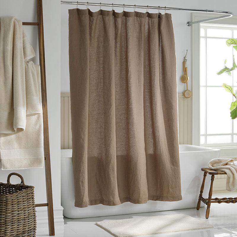 Premium Breathable Washed Linen Solid Shower Curtain