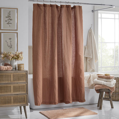 Premium Breathable Washed Linen Solid Shower Curtain