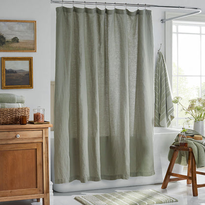 Premium Breathable Washed Linen Solid Shower Curtain