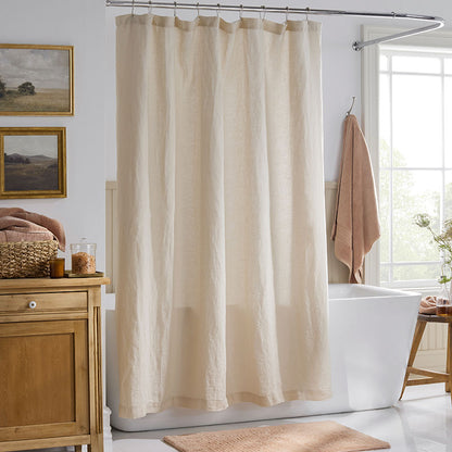 Premium Breathable Washed Linen Solid Shower Curtain