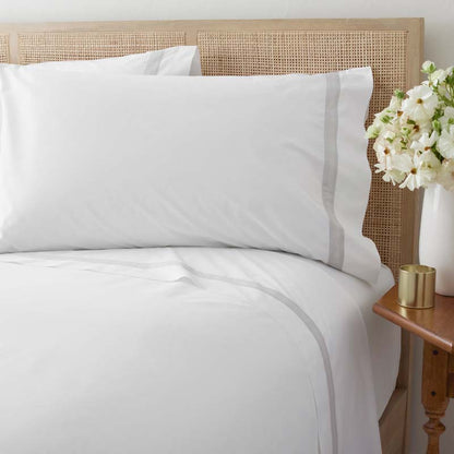 Contrast Border Premium Cool Supima® Cotton Percale Bed Sheet Set