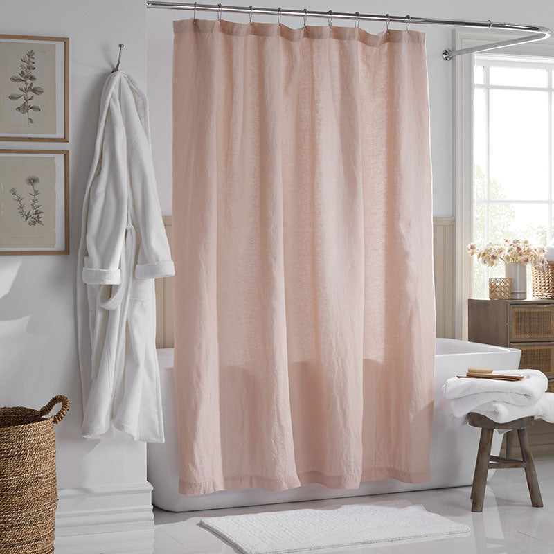 Premium Breathable Washed Linen Solid Shower Curtain