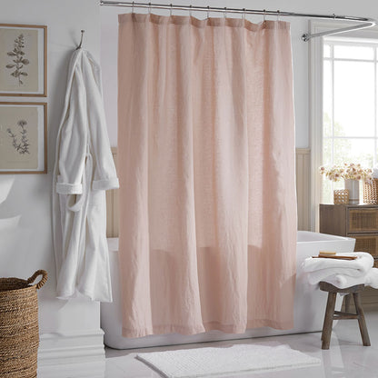 Premium Breathable Washed Linen Solid Shower Curtain