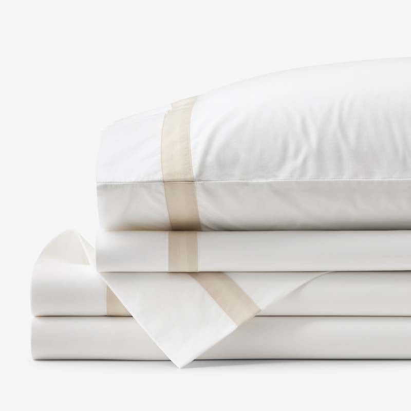 Contrast Border Premium Cool Supima® Cotton Percale Bed Sheet Set