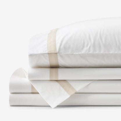 Contrast Border Premium Cool Supima® Cotton Percale Bed Sheet Set