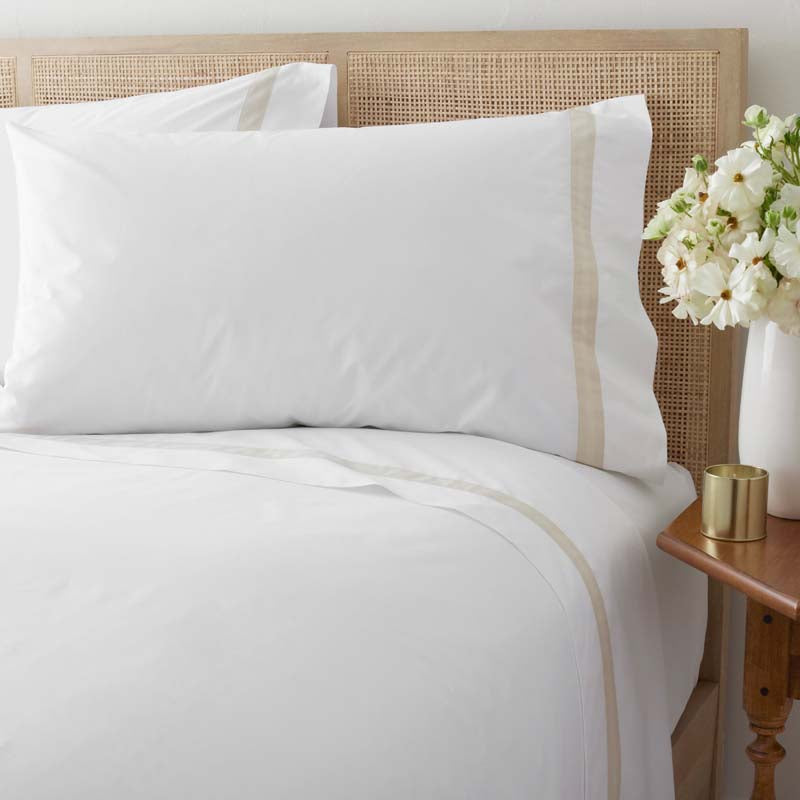 Contrast Border Premium Cool Supima® Cotton Percale Bed Sheet Set