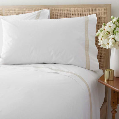 Contrast Border Premium Cool Supima® Cotton Percale Bed Sheet Set