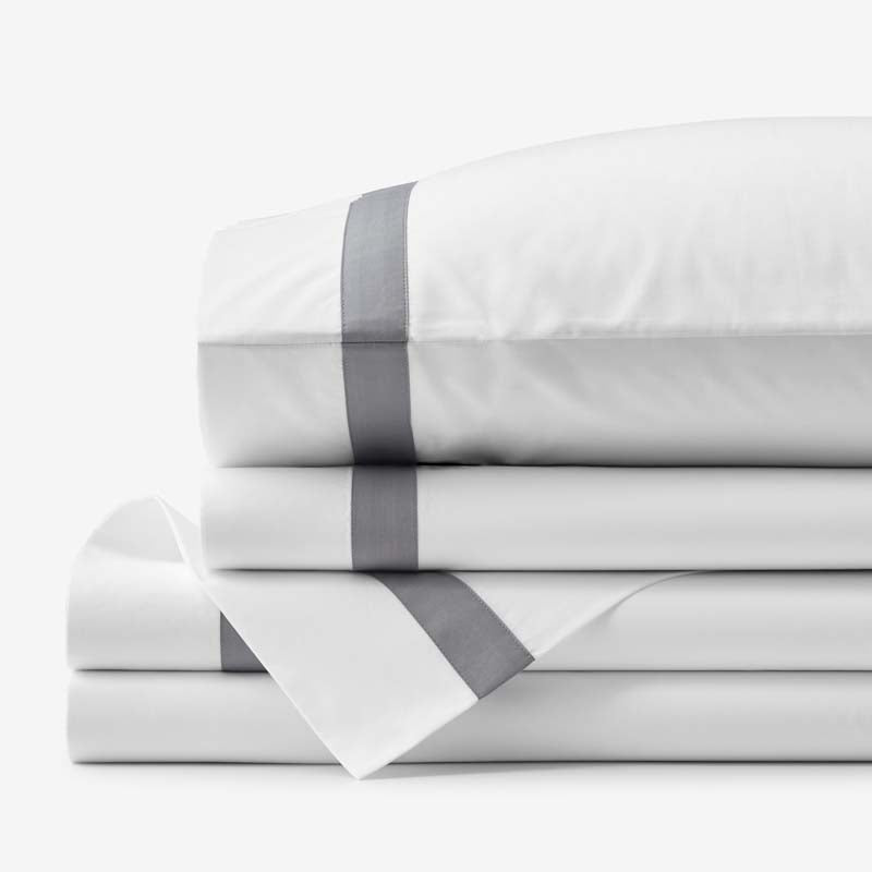 Contrast Border Premium Cool Supima® Cotton Percale Bed Sheet Set