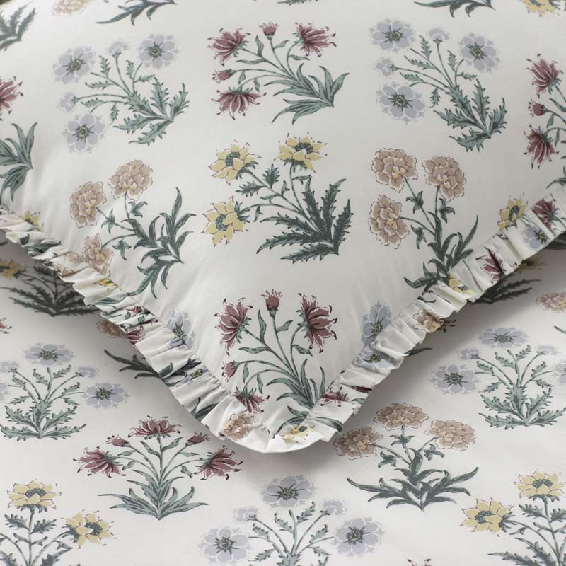 Garden Patch Reversible Garment Washed Cotton Percale Duvet Cover Set