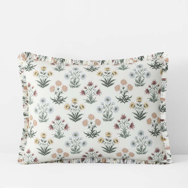 Garden Patch Reversible Garment Washed Cotton Percale Sham