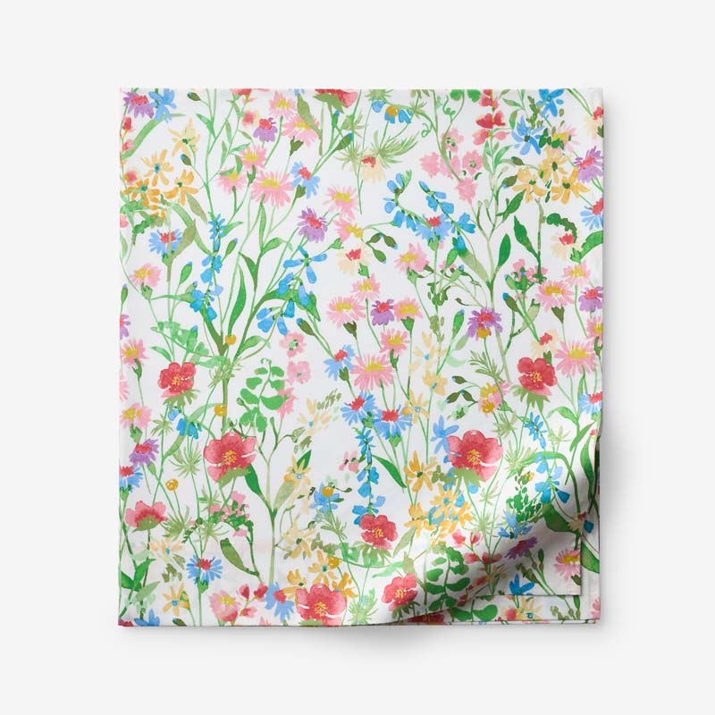 Garden Symphony Classic Cool Cotton Percale Flat Bed Sheet