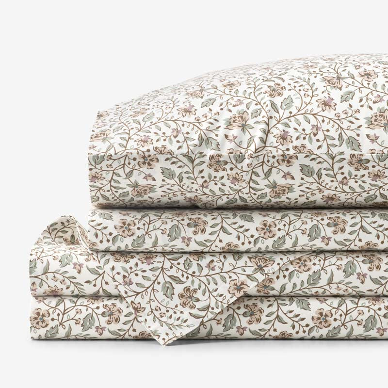 Garden Patch Floral Garment Washed Cotton Percale Bed Sheet Set
