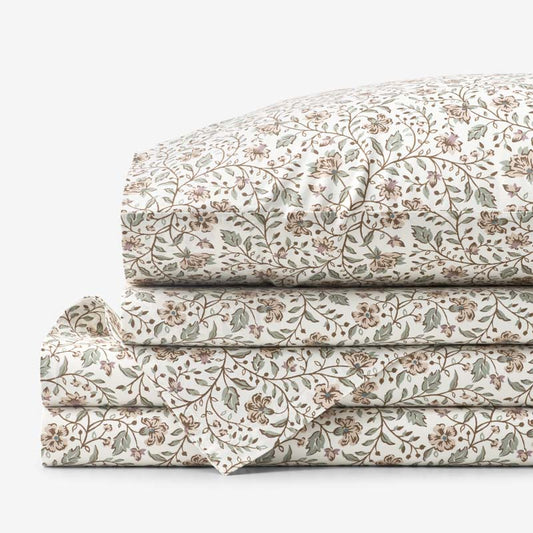 Garden Patch Floral Garment Washed Cotton Percale Bed Sheet Set