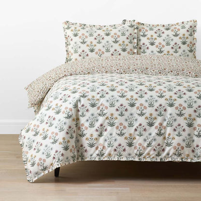 Garden Patch Reversible Garment Washed Cotton Percale Duvet Cover Set