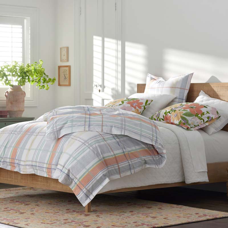 Alder Plaid Classic Cool Cotton Percale Duvet Cover