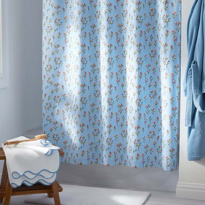 Blossoms and Stripes Classic Cool Cotton Percale Shower Curtain