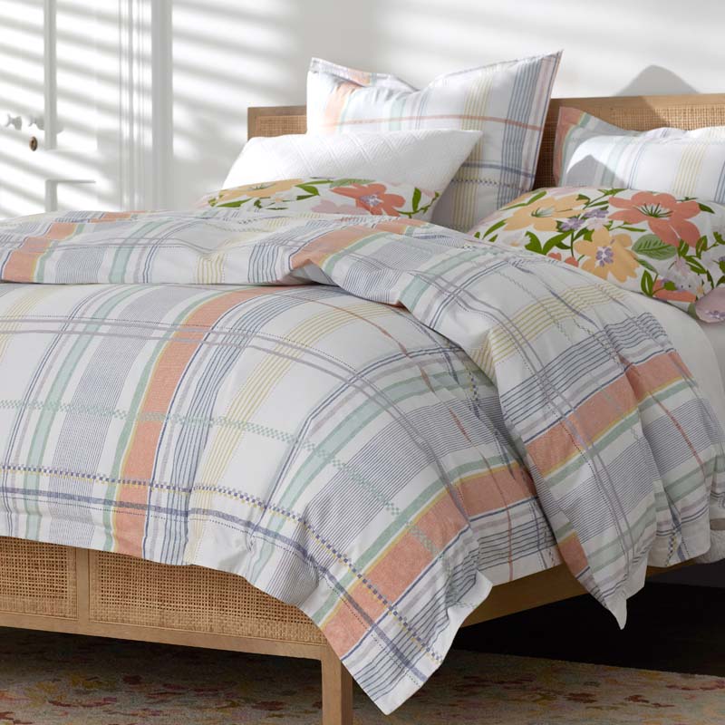 Alder Plaid Classic Cool Cotton Percale Duvet Cover