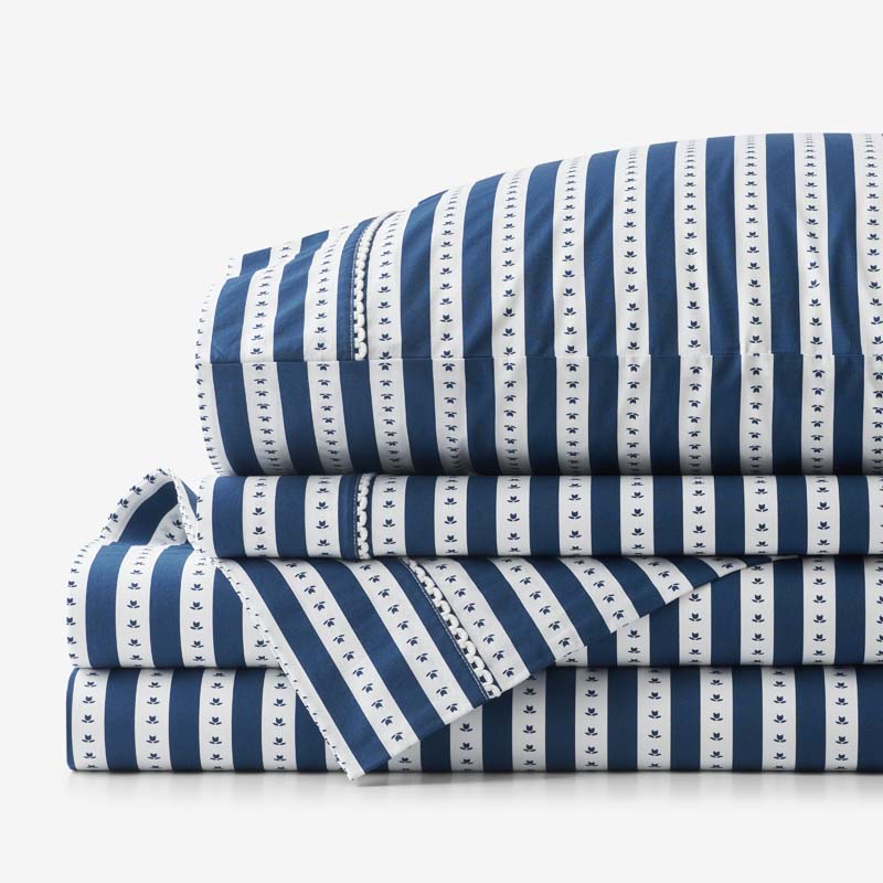 Mini-Prints Garment Washed Cotton Percale Bed Sheet Set